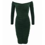 Dark Green off the Shoulder Ruched Dress