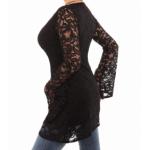 Black Crochet Lace Bell Sleeve Top