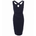 Navy Blue Cross Front Body-Con Dress