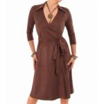 Chocolate Brown Faux Suede Wrap Dress