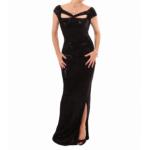 Black Sequin Velour Cut Out Maxi Dress