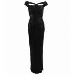 Black Sequin Velour Cut Out Maxi Dress