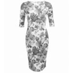 Grey and Ivory Floral Shift Dress