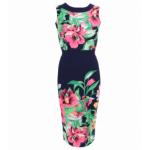 Navy Blue and Pink Floral Shift Dress