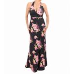 Black and Pink Floral Maxi Dress