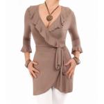 Mocha Ruffled Wrap Top