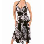 Black and White Floral Halter Neck Dress