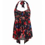 Black and Red Floral Halter Neck Top