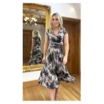 Mocha Printed Fit and Flare Dress