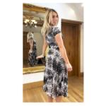 Mocha Printed Fit and Flare Dress