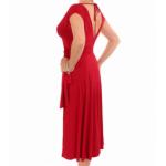 Red V Neck Fit and Flare Dress