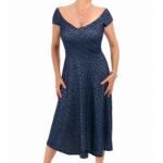 Navy Blue Sparkly Fit and Flare Dress