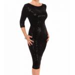 Black Velour Sequin Bodycon Dress