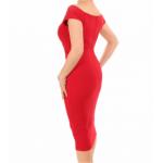 Red Bardot Style Notch Dress