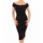 Black Bardot Style Notch Dress