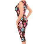 Black Floral Sleeveless Sweetheart Dress
