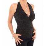 Black and Silver Sparkly Figure Hugging Halter Top