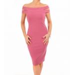 Pink Cut Out Bardot Dress
