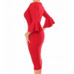 Red Bell Sleeve Midi Dress