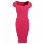 Magenta Pleat Detail Midi Dress