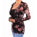 Floral Mesh Stretchy Fitted Shirt