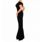 Black Velour Bardot Maxi Dress