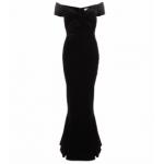 Black Velour Bardot Maxi Dress