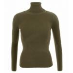 Khaki Green Polo Neck Clingy Jumper