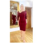 Wine Lace Slash Neck Ruched Dress