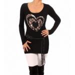 Black and Silver Grey Heart Detail Jumper