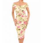 Lemon and Pink Floral Bardot Dress