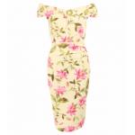Lemon and Pink Floral Bardot Dress