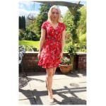 Red Ruffle Mock Wrap Skater Dress