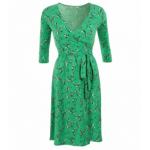 Emerald Green Print Slinky Wrap Dress