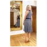Navy Blue and White Stripe Fit & Flare Dress