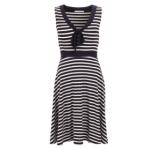 Navy Blue and White Stripe Fit & Flare Dress