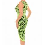 Lime Green Lace Ruched Dress