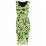Lime Green Lace Ruched Dress
