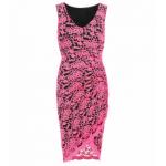 Cerise Pink Lace Ruched Dress