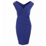 Cobalt Blue Ruched Bardot Dress