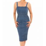 Blue Denim Zip Up Stretchy Dress