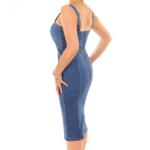 Blue Denim Zip Up Stretchy Dress