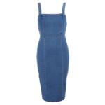 Blue Denim Zip Up Stretchy Dress