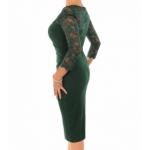 Forest Green Lace Detail Ruched Dress