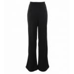 Black High Waisted Wide Leg Stretchy  Trousers