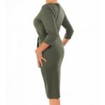 Khaki Sash Detail Pencil Dress