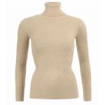 Oatmeal Ribbed Polo Neck Clingy Jumper