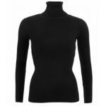 Black Ribbed Polo Neck Clingy Jumper