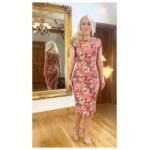 Pink Floral Print Midi Dress