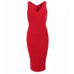 Red V Neck Pencil Dress